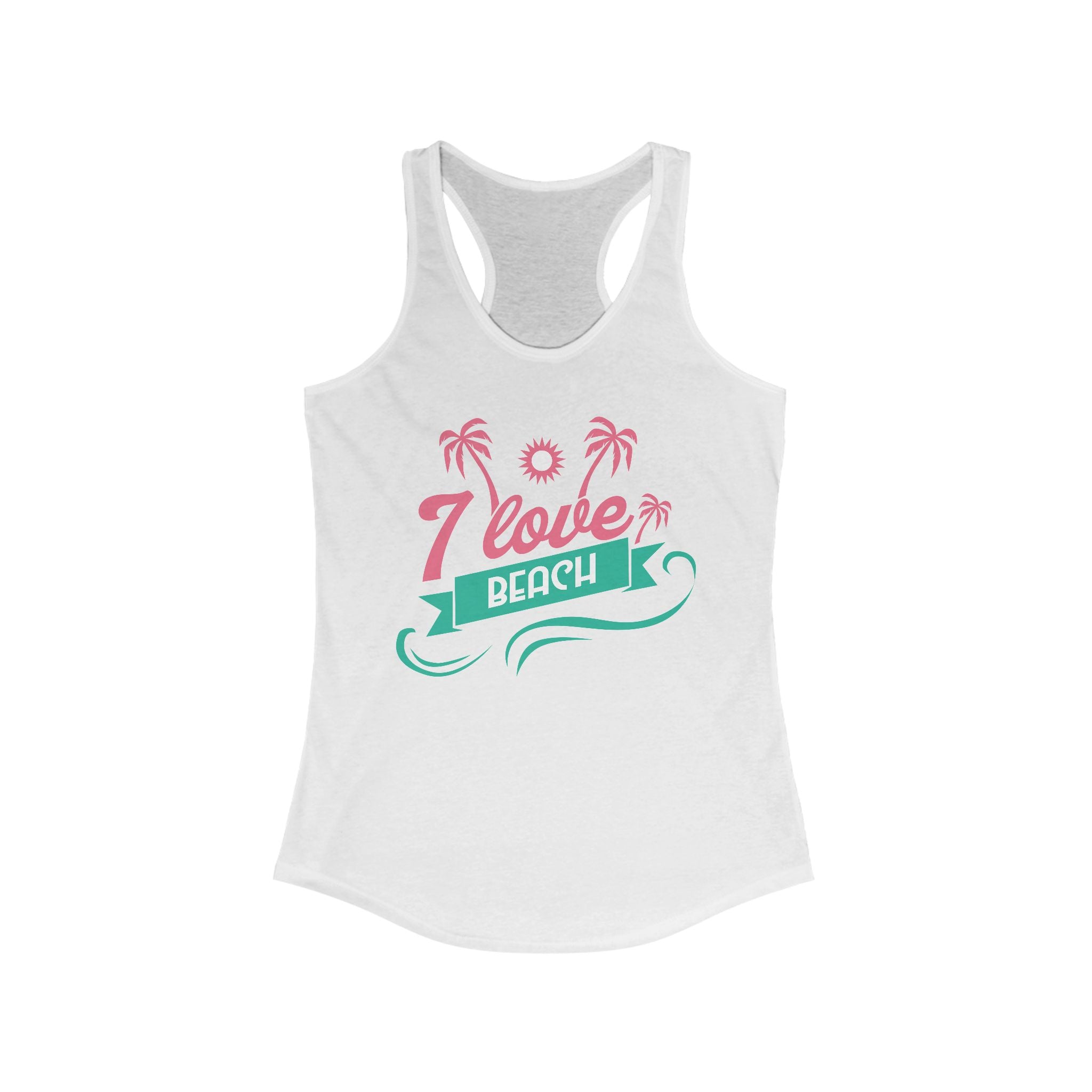 I Love Beach Racerback Tank Top, Summer Apparel, Vacation Clothing, Beach Lover Gift, Tropical Shirt, Outdoor Activity